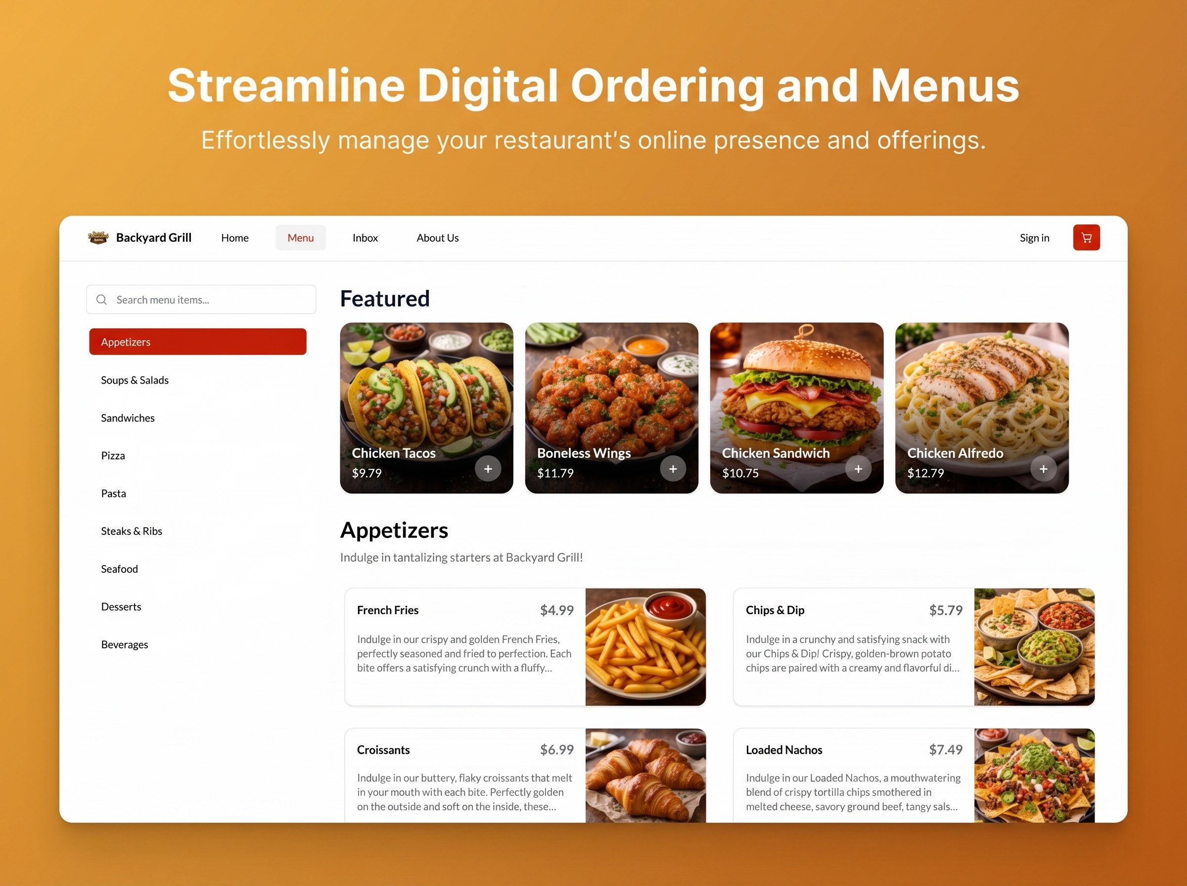 Website + Online Ordering screenshot